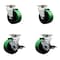 Service Caster 4 Inch Green Poly on Cast Iron Swivel Caster Set with Roller Bearings 2 Brakes SCC-20S420-PUR-GB-2-TLB-2 - alternate 1